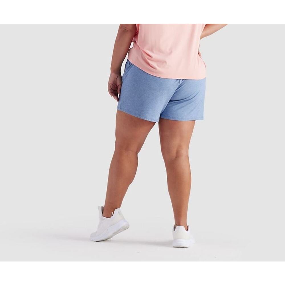 Freely Women's Plus Size Coastal Luxe Zipper Pocket Shorts in Blue 1X MSRP $30 - Picture 2 of 5